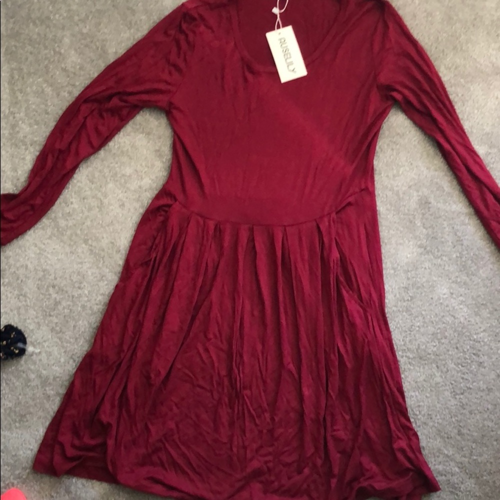 Brand new burgundy dress with pockets